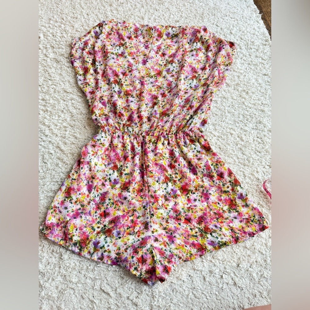 Women's Aqua Floral Romper Size XS - Picture 8 of 8